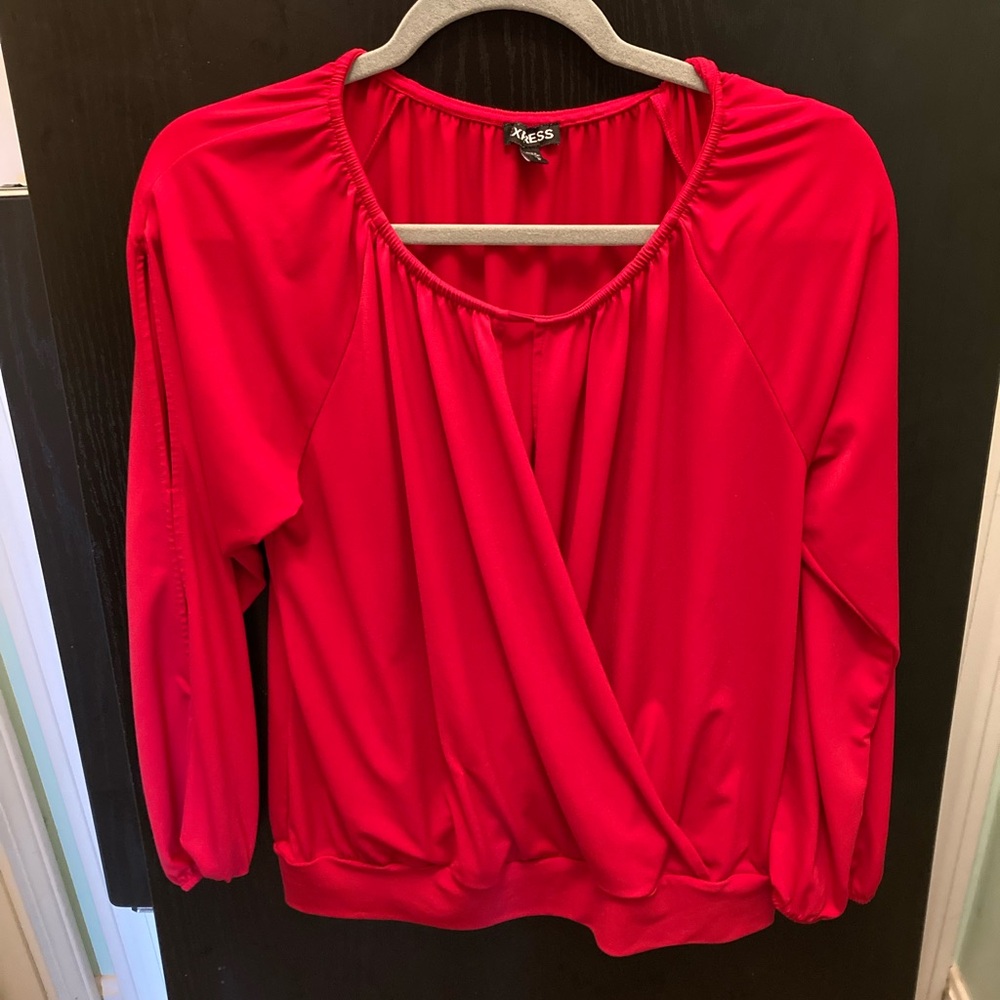 Express Red Drape Sexy Top Size Medium